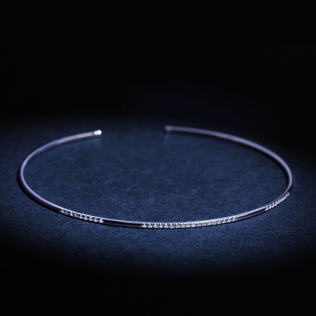 Bracelet "Divided Line Bangle" D0,07Ct/36 - Or Blanc 375/1000