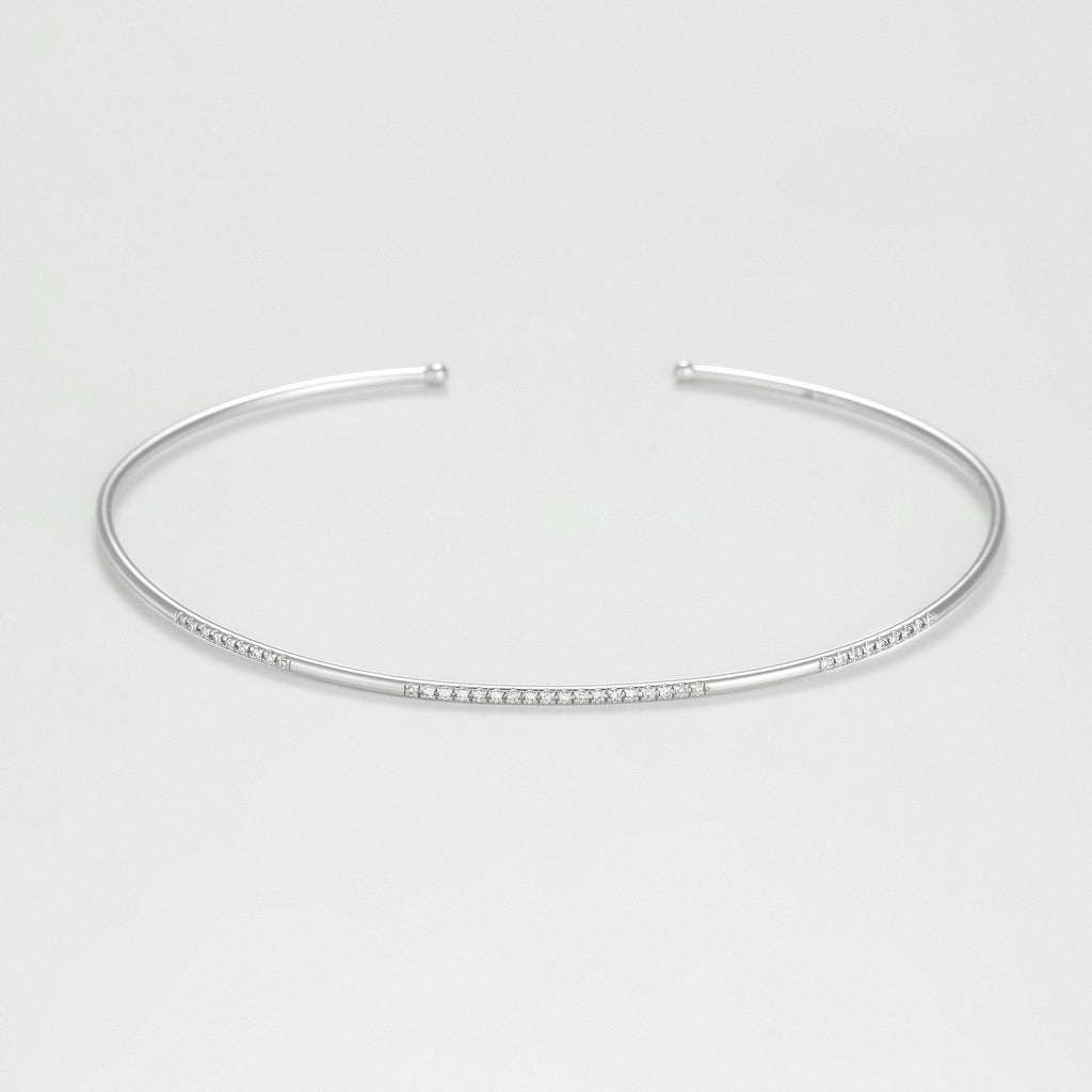 Bracelet "Divided Line Bangle" D0,07Ct/36 - Or Blanc 375/1000