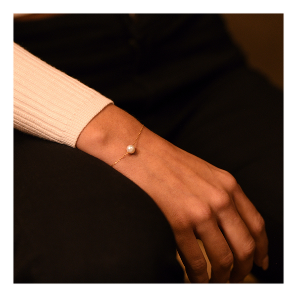 Armband "Single Pearl" 375/1000 gult guld