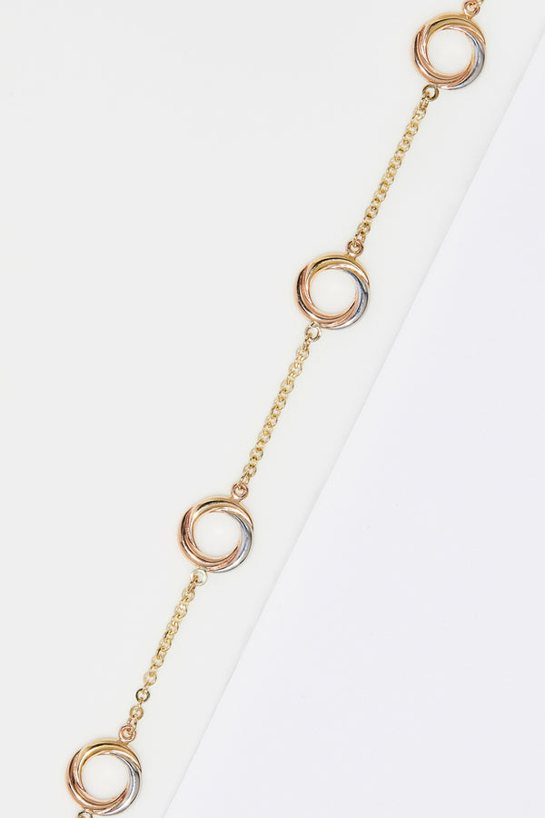 Bracelet "Croisade" Or Jaune, Blanc Et Rose 375/1000