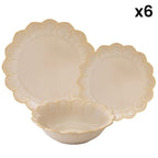 Fleuri - Service 18 Pièces - Porcelaine - Beige