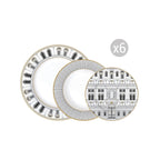 Palazzo - Service 18 Assiettes - Porcelaine - Blanc, Noir Et Or