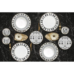 Palazzo - Service 18 Assiettes - Porcelaine - Blanc, Noir Et Or