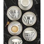 Palazzo - Service 18 Assiettes - Porcelaine - Blanc, Noir Et Or