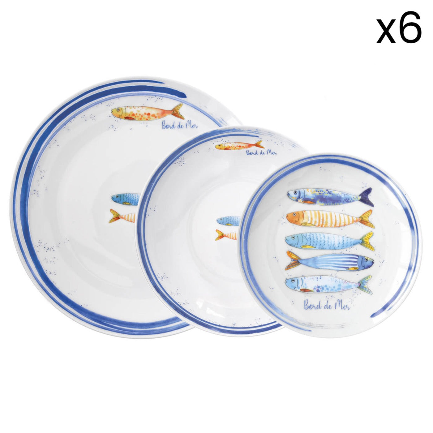 Bord De Mer - Service 18 Pièces - Porcelaine - Multicolore