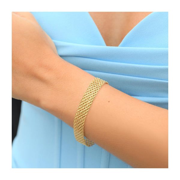 Pulsera "Malla Calera con cierre de boya" Oro amarillo 375/1000