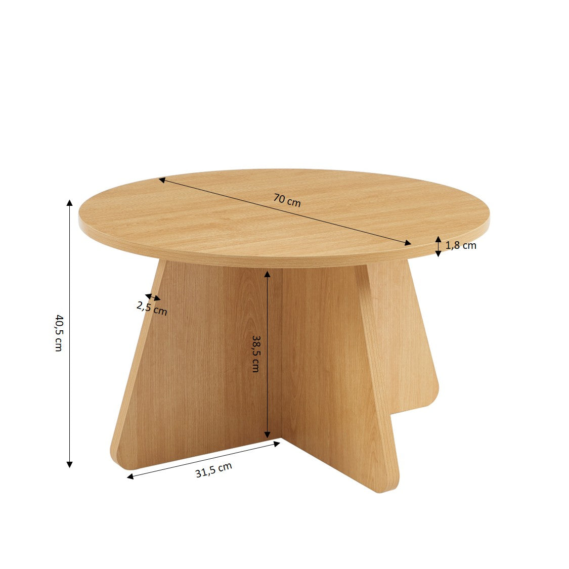Ruba - Round Coffee Table - Oak Effect