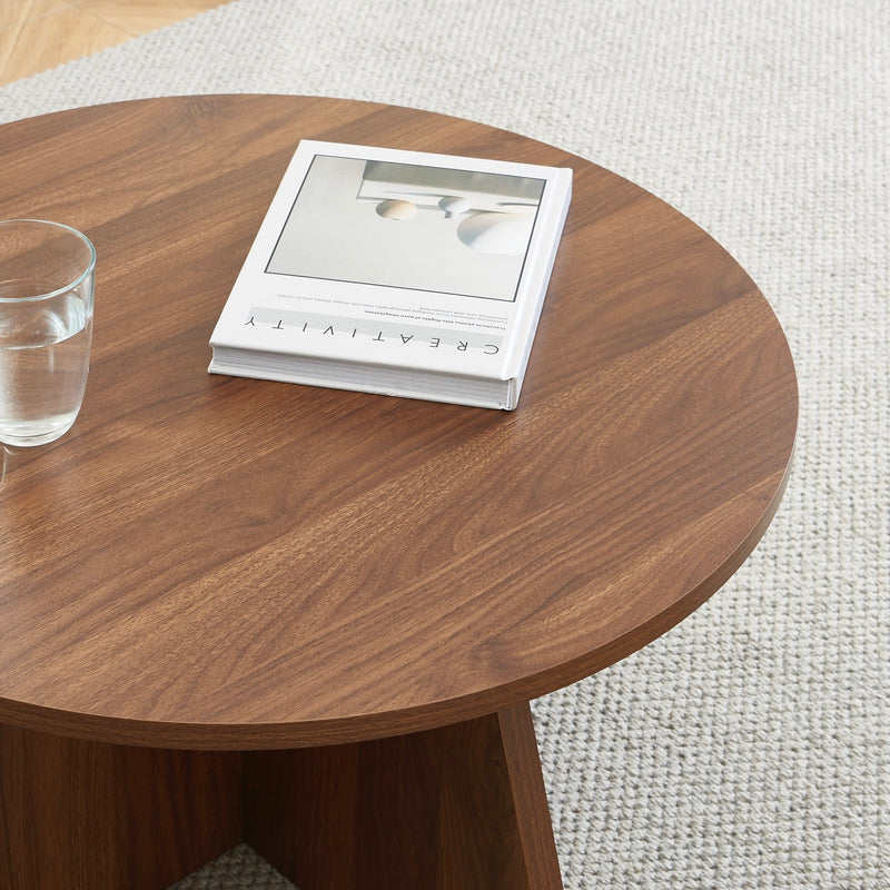 Table Basse Ronde - Ruba - Effet Noyer