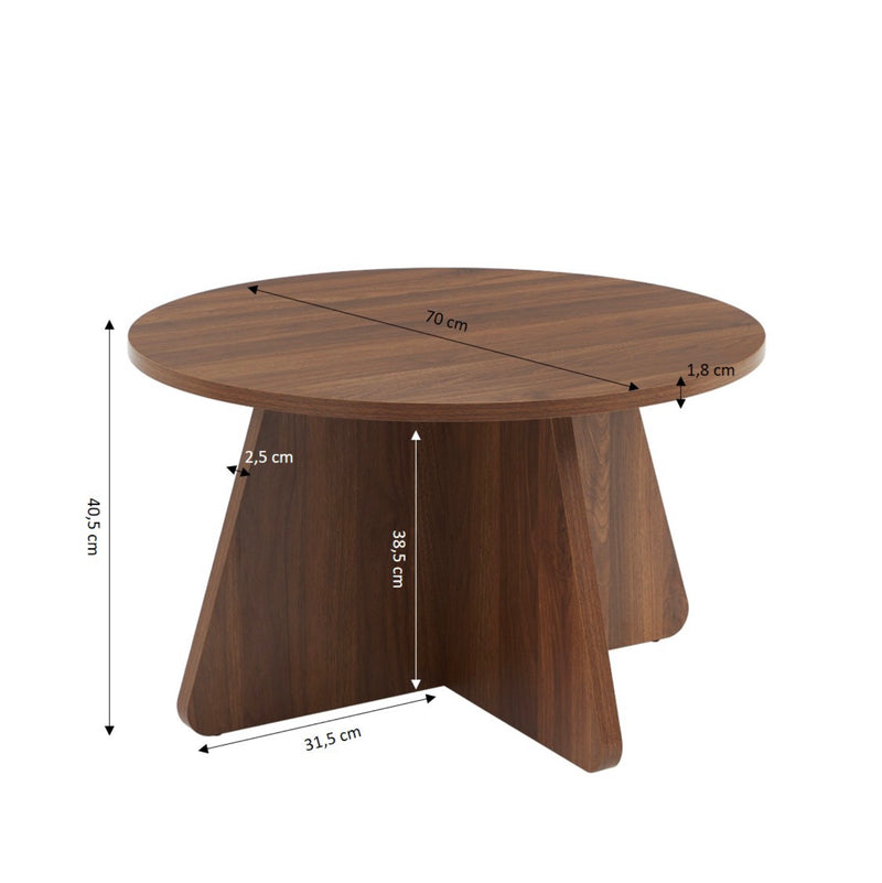 Table Basse Ronde - Ruba - Effet Noyer