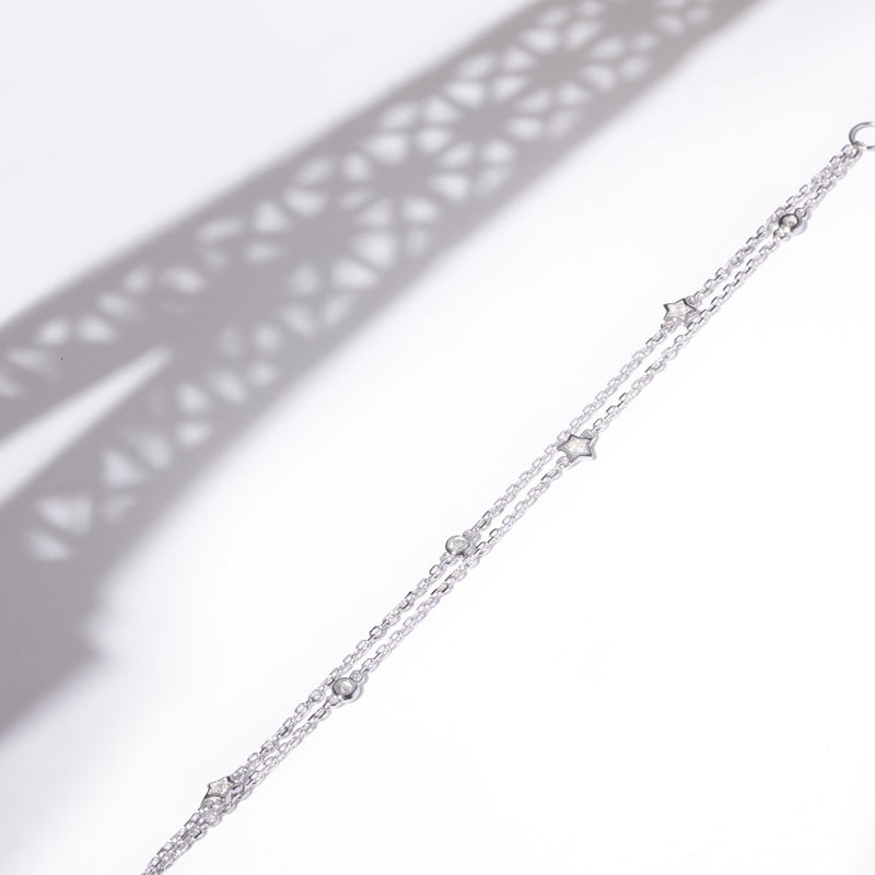 Bracelet "Ligne De Vie" D0,11/8 - Or Blanc 375/1000