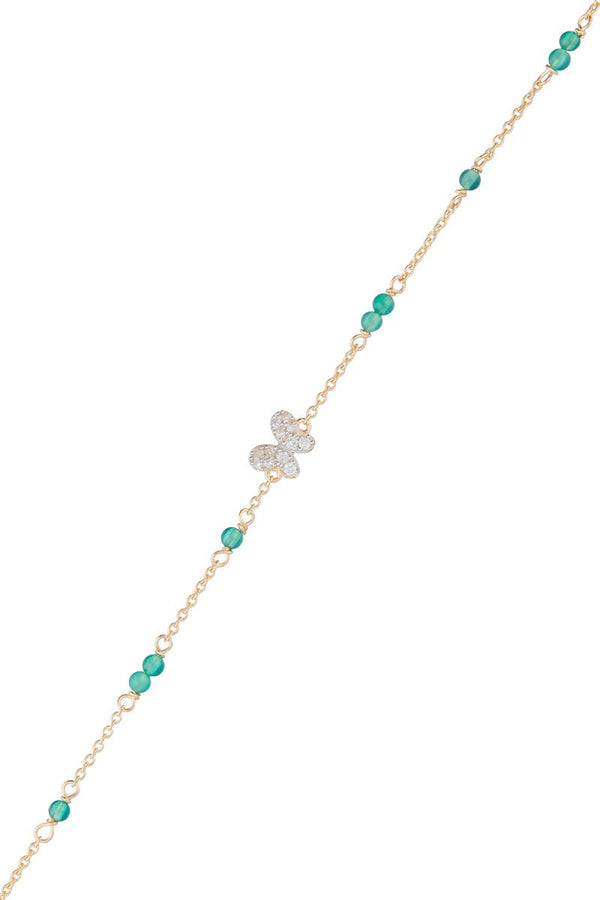 Bracelet "Mantola" D 0,082/12 Agathe Verte 0,8/11 - Or Jaune 375/1000