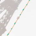 Bracelet "Mantola" D 0,082/12 Agathe Verte 0,8/11 - Or Jaune 375/1000