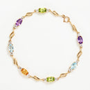 Bracelet "Mon Arc En Ciel" Top Blanche0,92/14;Top Bleue1,4/2;Améthyste0,9/2;Peri - Or Jaune 375/1000