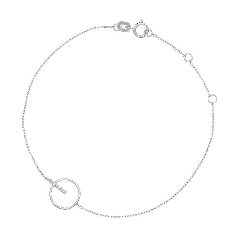 Bracelet "Barette Encerclée" D0,02Ct/6 - Or Blanc 375/1000