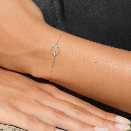 Bracelet "Barette Encerclée" Diamant 0,02Ct/6 - Or Blanc 375/1000