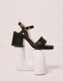 Black leather heeled sandal Rachelle - M.Moustache