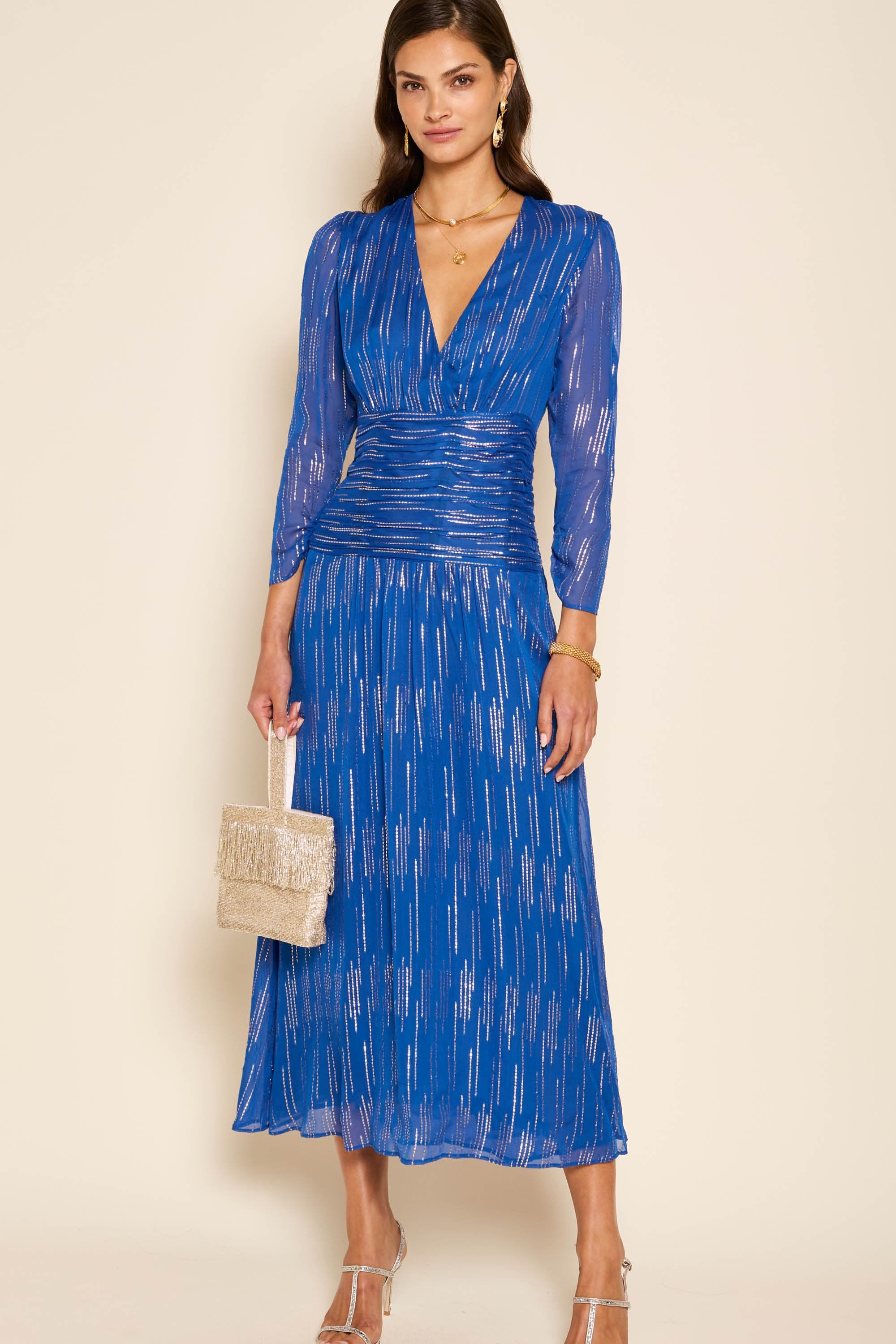 Robe Racquel Raindrop Jacquard Cobalt
