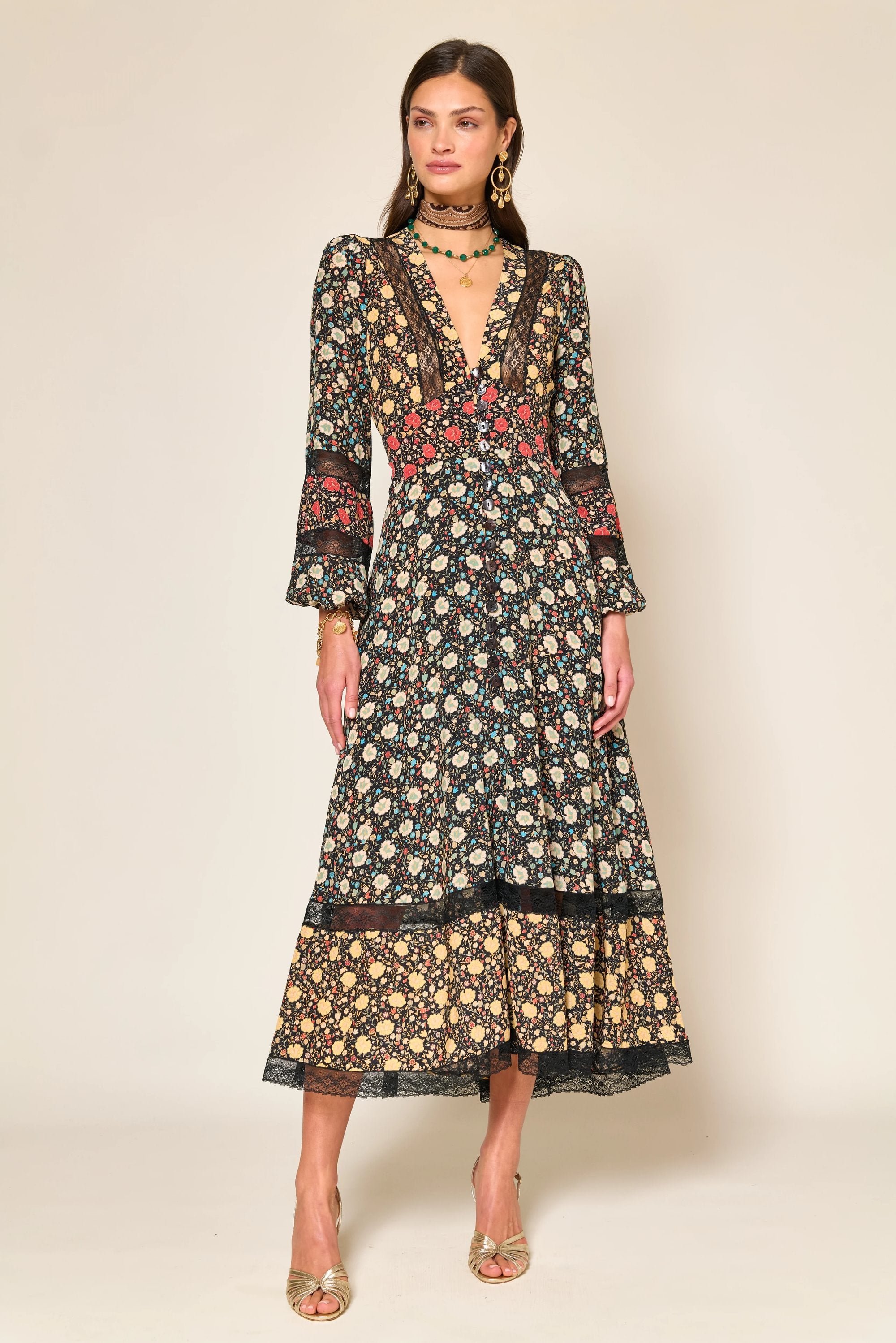 Robe Raven Eva Floral Mix Black
