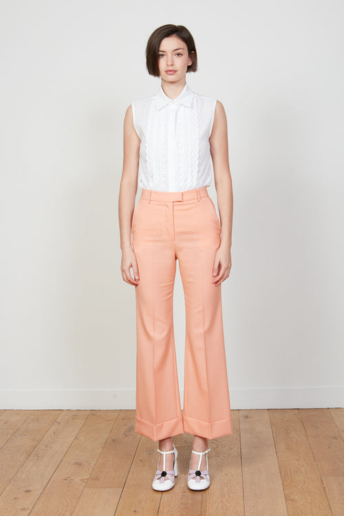 High-waisted pants in tropical wool - Salmon