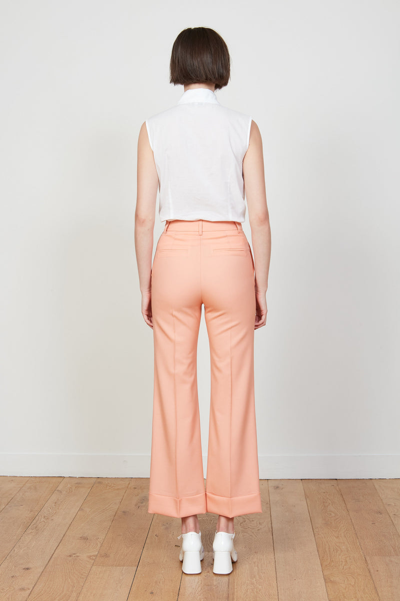 High-waisted pants in tropical wool back - Salmon