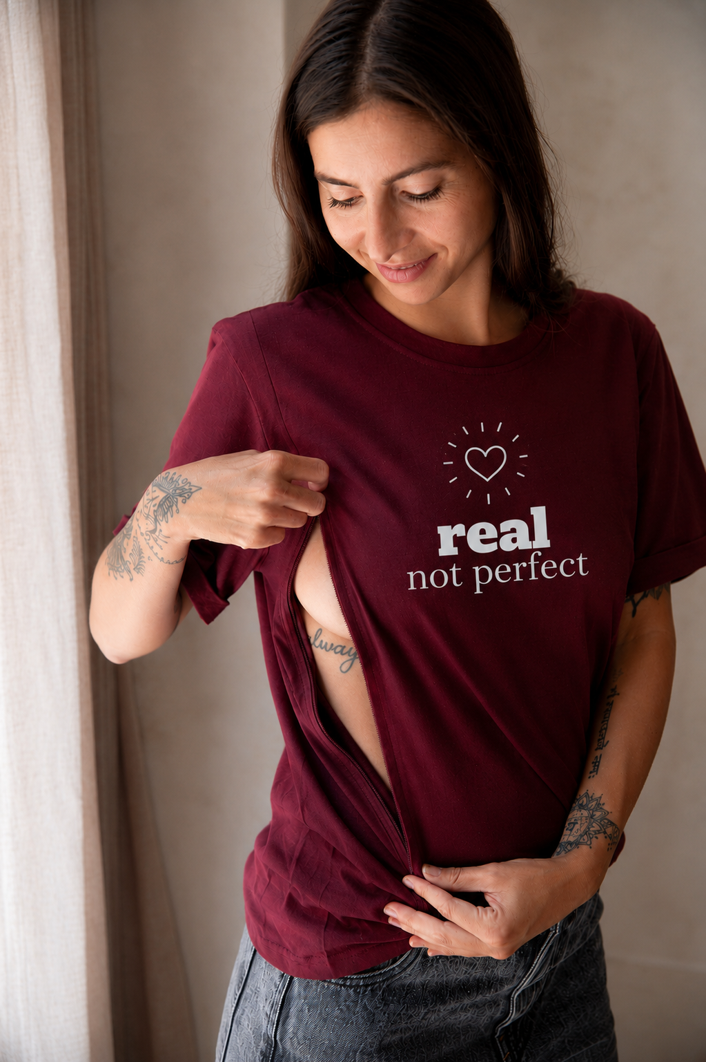T-Shirt D'Allaitement Bordeaux Real