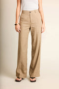 Pantalón Wideleg Ligero Marrón Claro