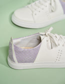 Renée Low Sneakers - Leather Blanc and Lilac Floral Suede