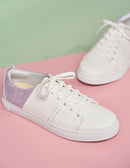 Renée Low Sneakers - Leather Blanc and Lilac Floral Suede