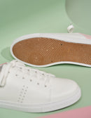 Renée Low Sneakers - Leather Blanc and Canvas Tie And Dye Pink