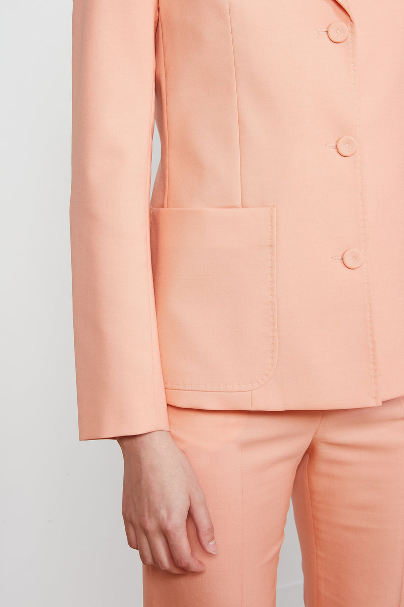 Suit jacket in tropical wool details - salmon