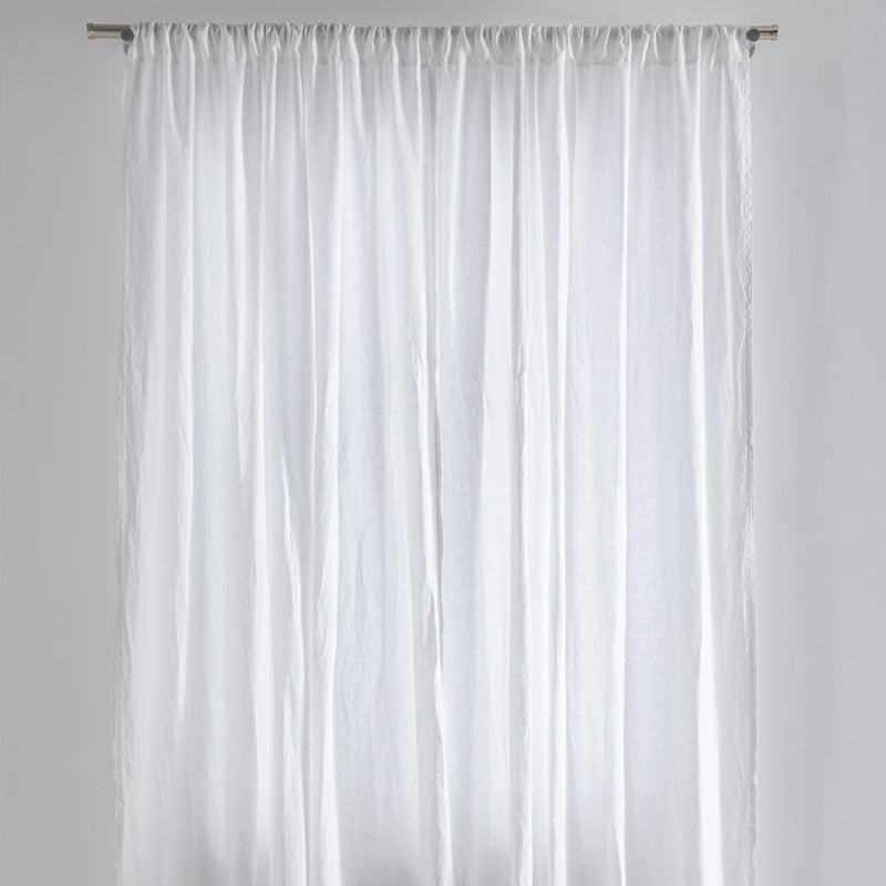 Curtain - In White Washed Linen with Gathering Tape