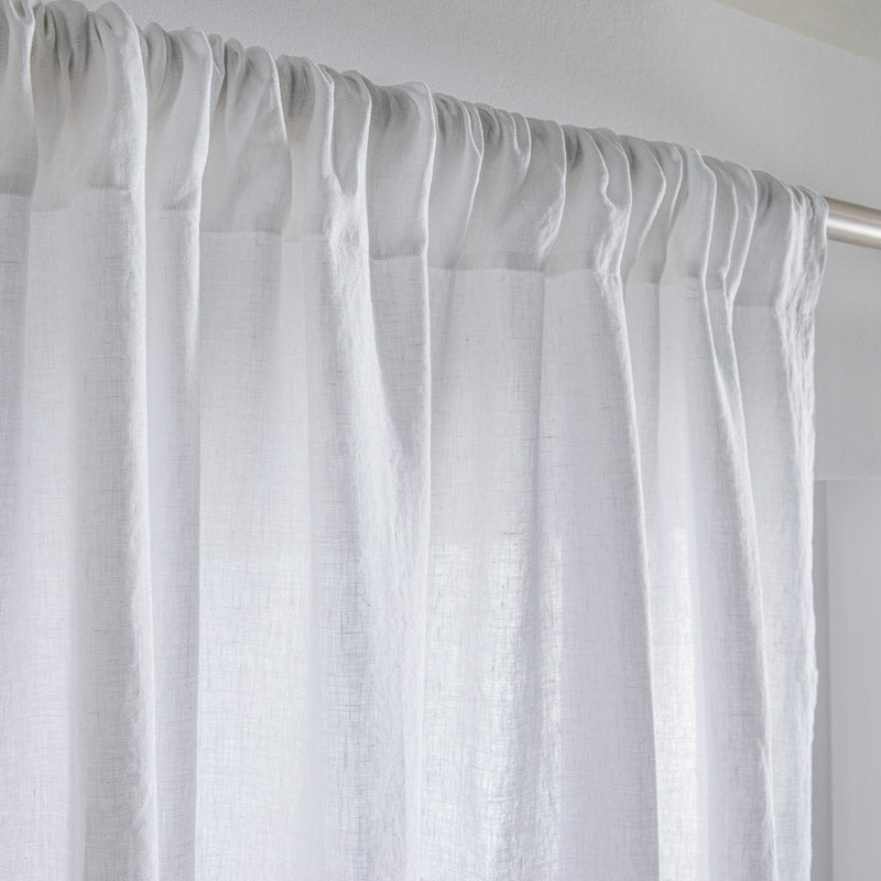 Curtain - In White Washed Linen with Gathering Tape