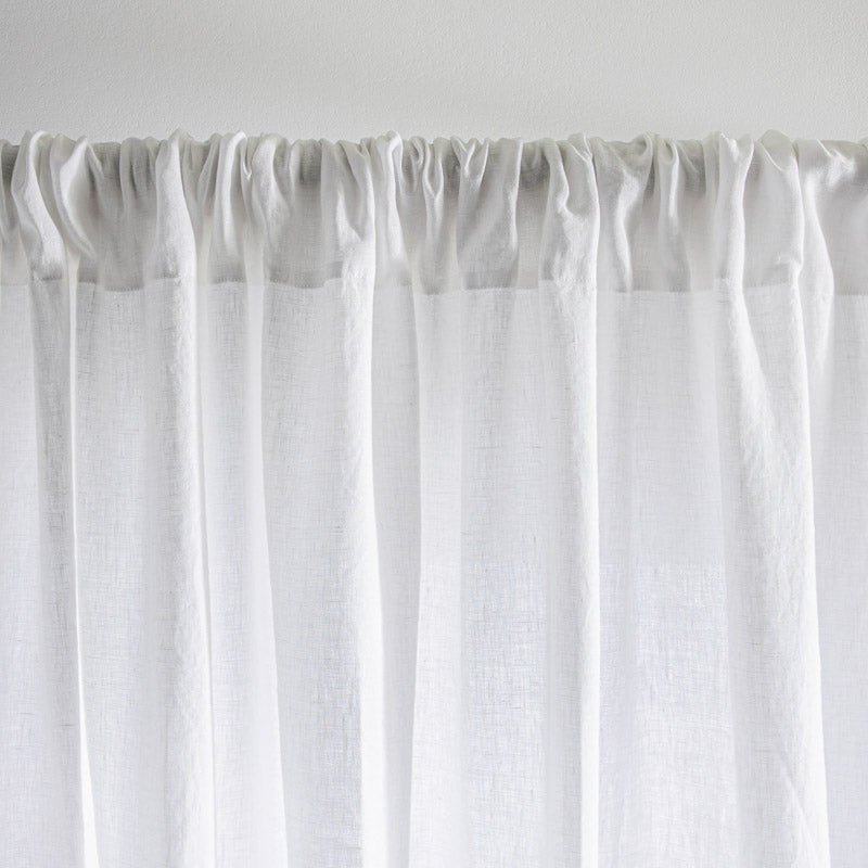 Curtain - In White Washed Linen with Gathering Tape