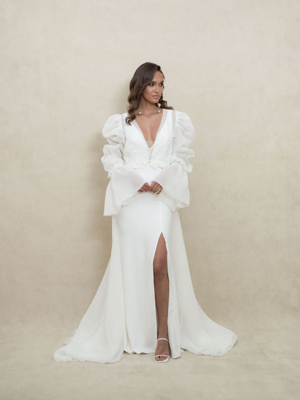 Vestido Ceremonia Victoria + Abrigo - Blanco