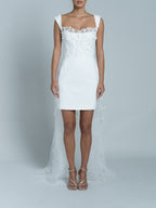 Vestido Corto Con Cola Oshun - Blanco