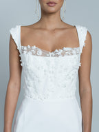 Vestido Corto Con Cola Oshun - Blanco
