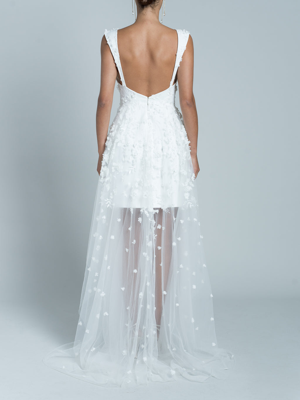 Vestido Corto Con Cola Oshun - Blanco