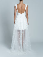 Vestido Corto Con Cola Oshun - Blanco