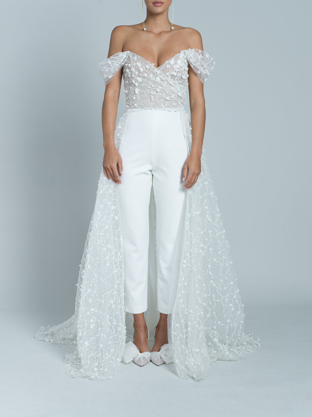 Tuta Jumpsuit Con Strascico Callie - Bianco