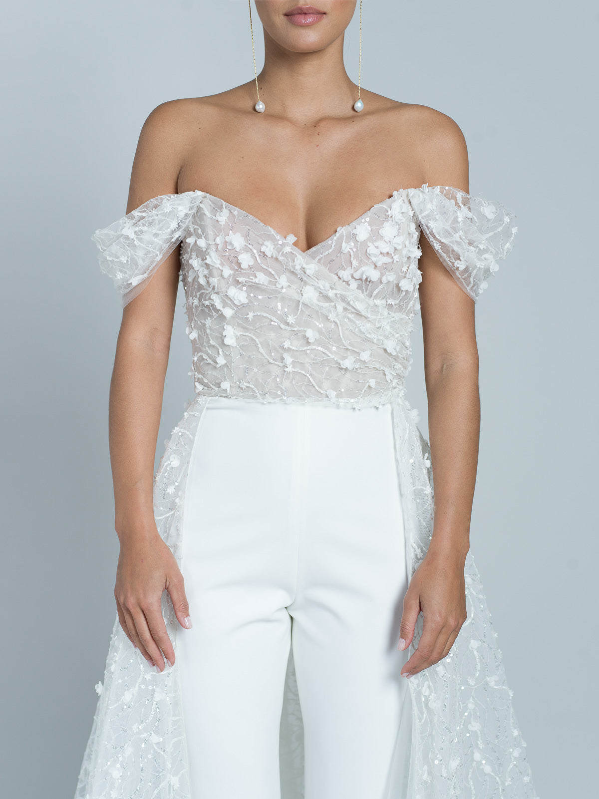 Tuta Jumpsuit Con Strascico Callie - Bianco