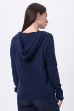 Pull Zippé Brodé Riviera - Bleu Marine - Femme