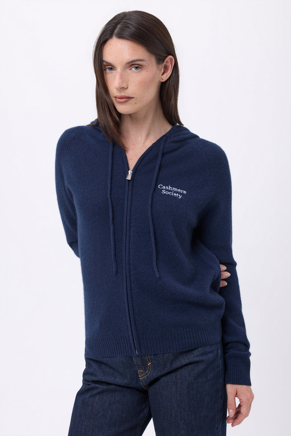 Pull Zippé Brodé Riviera - Bleu Marine - Femme