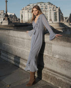Airy Long Ruffle Dress Cornflower Samira