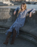 Samira Cornflower Long Ruffled Airy Dress
