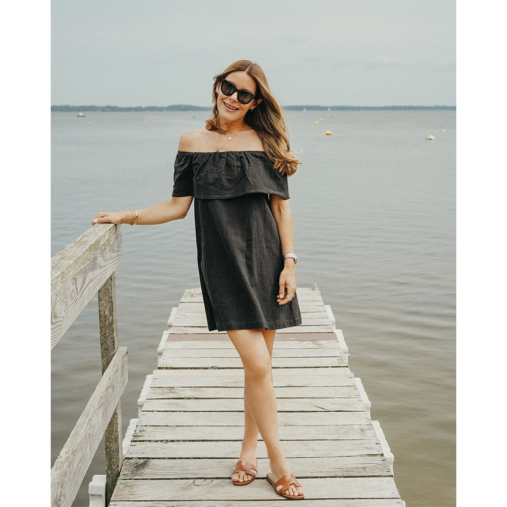 Vestido Bardot - Lino Negro