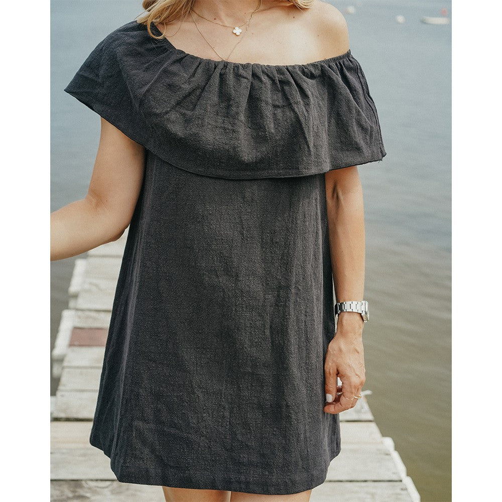 Vestido Bardot - Lino Negro