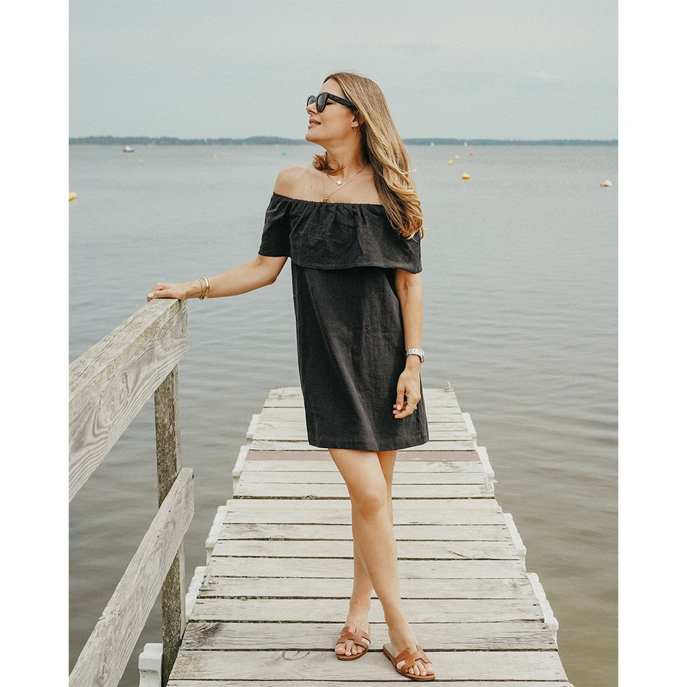 Vestido Bardot - Lino Negro