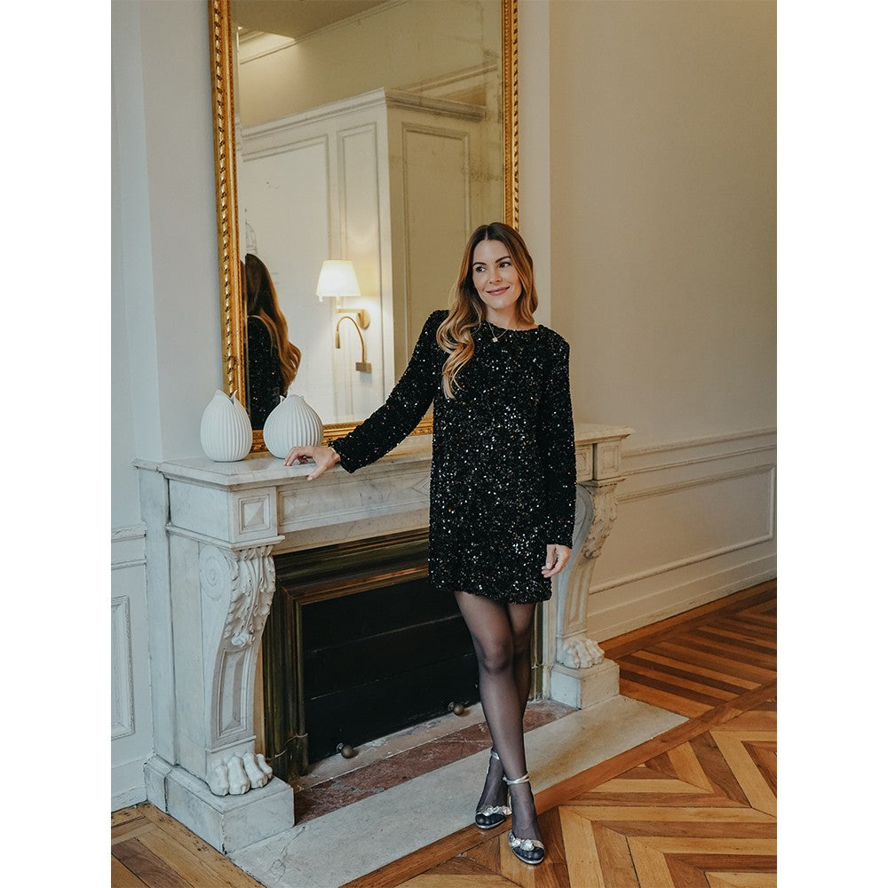 Robe Sarina - Paillette Noir