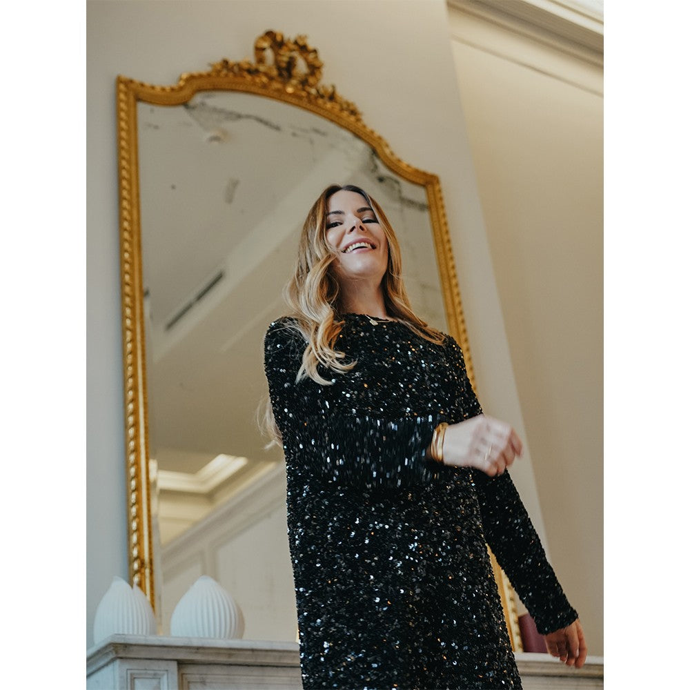 Robe Sarina - Paillette Noir