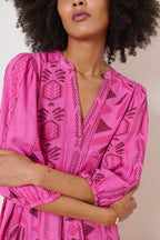 Robe marque parisienne à motifs tenue colorée et tendance tissu jacquard collection Femme printemps été Garance 